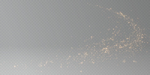 gold Transparent png golden glitter dust wave trail with sparkling particles and glowing magic light bokeh overlay isolated on white background horizontal sparkles magical stream radiant stars design © Sergey
