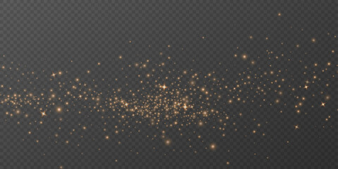 Transparent png golden glitter dust wave trail overlay with glowing sparkling particles and magic light bokeh effect on white and gold background horizontal isolated sparkles magical stream radiant © Sergey