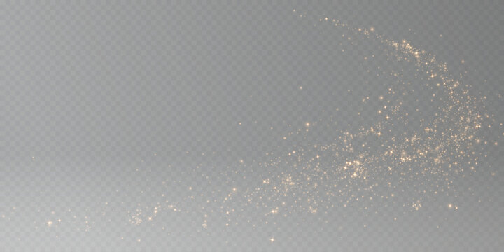 gold Transparent png golden glitter dust wave trail with sparkling particles and glowing magic light bokeh overlay isolated on white background horizontal sparkles magical stream radiant stars design