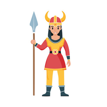 Flat illustration of a viking warrior with spear