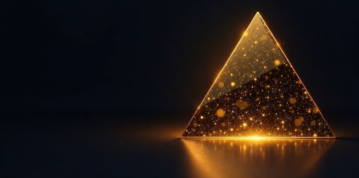 Luxurious gold triangle design with minimalist lines and clean edges, luxurious, elegant