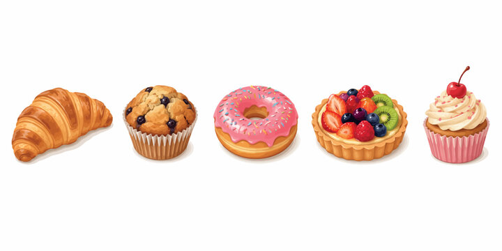 Vsai assortment of sweet pastries and bakery desserts