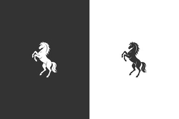 Fototapeta premium Silhouette of a Rearing Horse on Dark Background with Light and Shadow Contrast