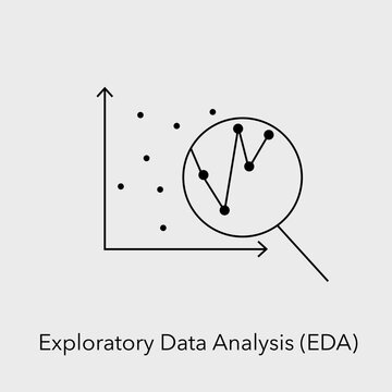 Exploratory Data Analysis Concept Featuring Scatter Plot Magnifying Glass Statistical Visualization Analytics Business Intelligence Machine Learning Research Data Science Workflow Illustration