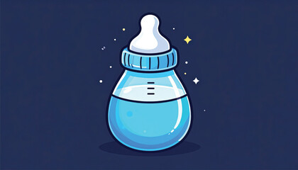 Naklejka premium Baby bottle with milk inside.