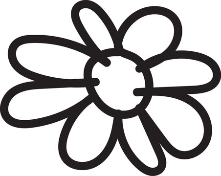 Daisy Flower Doodle Icon - Hand Drawn Simple Floral Vector