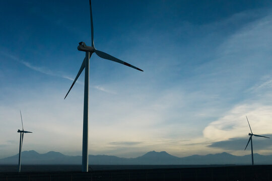 Chile, San Pedro de Atacama, windmills in Atacama desert