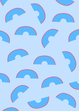Playful cartoon melon slice pattern on a blue background