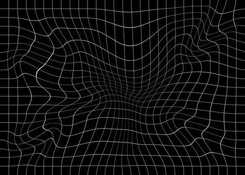 Abstract distorted wavy white grid optical illusion
