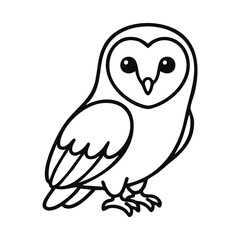 Fototapeta premium Barn Owl Outline Illustration for Children Coloring Book and Print Activity