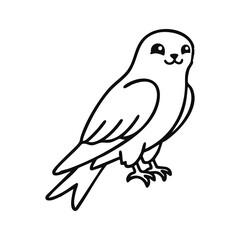 Fototapeta premium Cute Cartoon Falcon Bird Line Art Illustration for Printable Coloring Activities