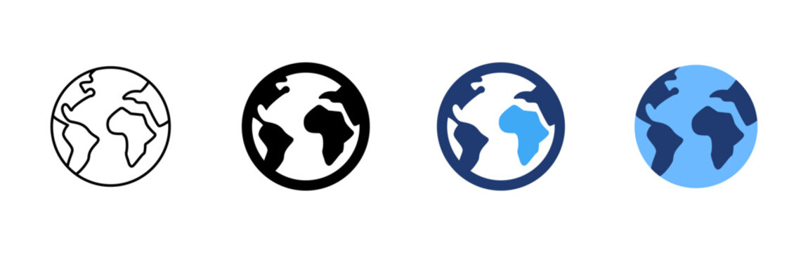 Globe icon. World map symbol. Simple pictogram for global communication, international network, worldwide travel, geography, planet Earth and online connection.