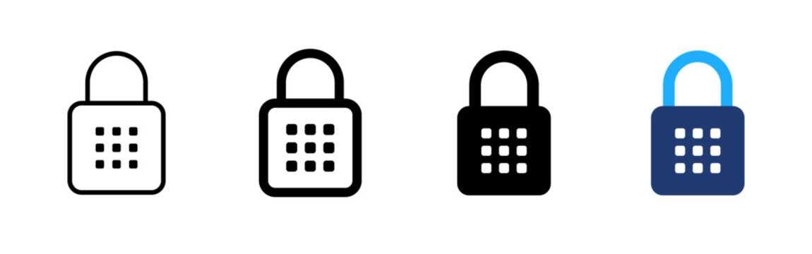 Combination lock icon. Security keypad symbol. Simple pictogram for password protection, access control, privacy, digital safety, secure login and authentication.