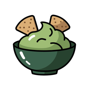 Green ice cream bowl with crackers vector illustration