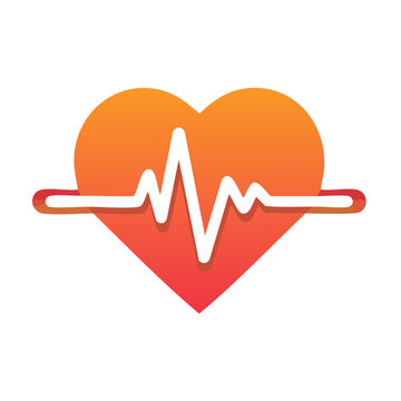 Heart with ECG Line Flat Vector Icon