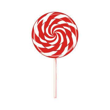 Red and white swirl lollipop vector illustration