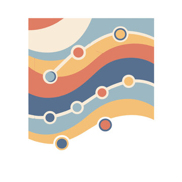 Abstract wave line with dots on transparent background