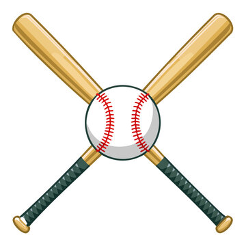 Baseball with Crossed Bats Vector Illustration