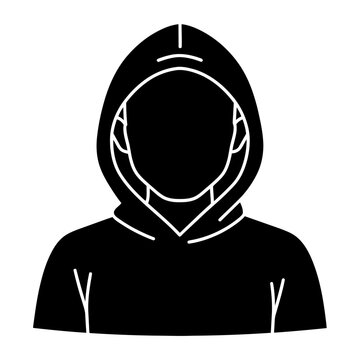 Black hooded figure silhouette vector icon