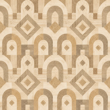 Layered arches framed diamonds and square modules pattern