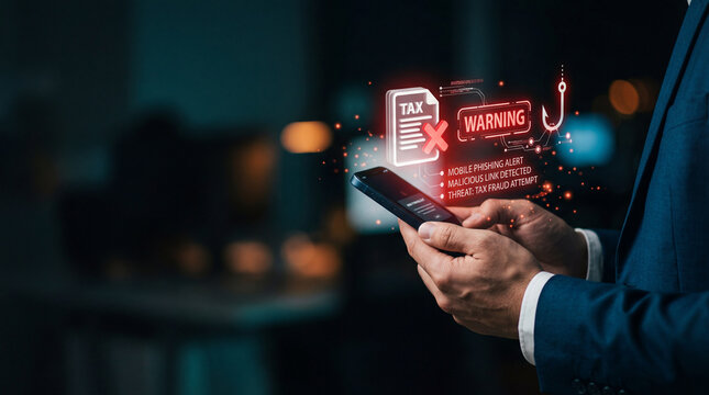 Mobile phishing alert warning smartphone tax scam fraud security threat message link