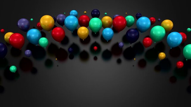 Balloons Form a Wave. Abstract motion, 3d rendering, 4k resolution
