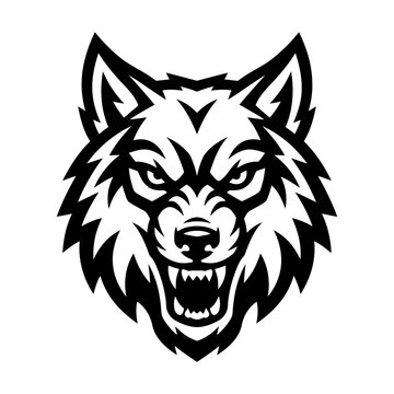 Black and white wolf head logo 1.