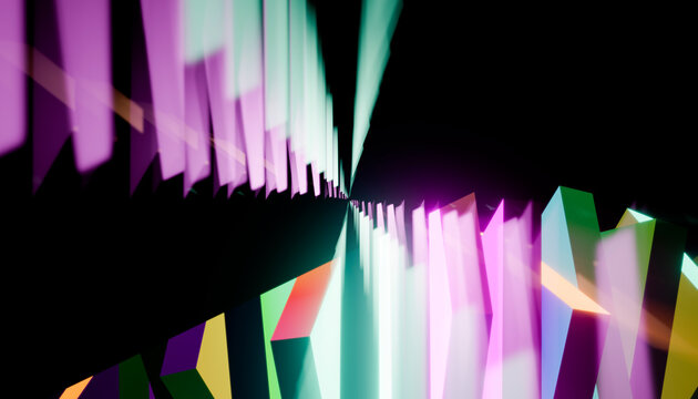 Abstract 3d rendering of a glowing colorful geometric shape