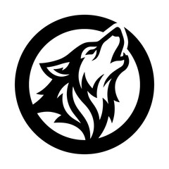 Fototapeta premium Black and white wolf logo howling.