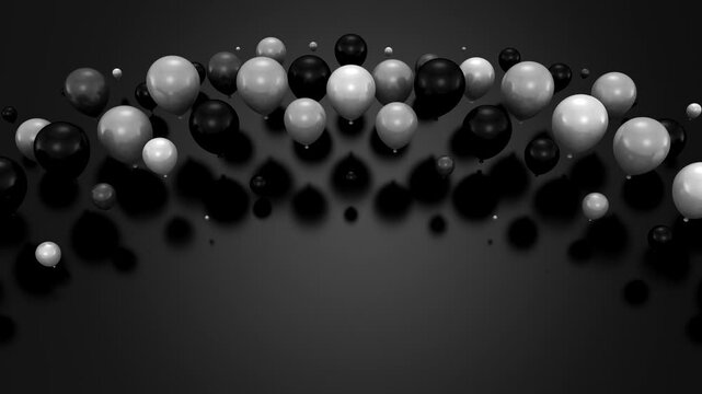 Balloons Form a Wave. Abstract motion, 3d rendering, 4k resolution
