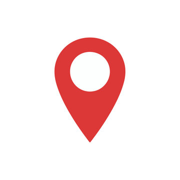 Red location pin icon on transparent background