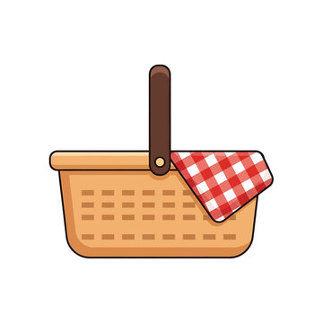 Brown wicker picnic basket handle.