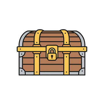 Brown Wooden Treasure Chest Box.