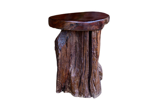 Simple wooden stools made from logs