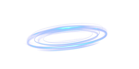 Naklejka premium Blue Neon Energy Portal Ring with Glowing Circular Light Trail and Futuristic Plasma Effect Isolated on Transparent Background