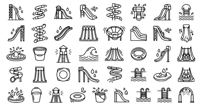 Water park and water slide illustrations
