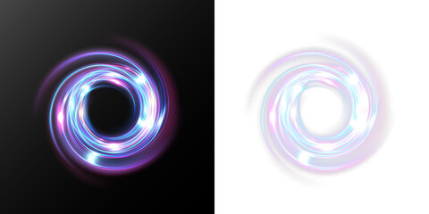 Glowing Neon Energy Ring Portal with Futuristic Circular Light Trail and Sci Fi Magic Halo Isolated on Transparent Background © NAUM