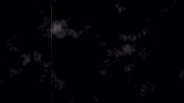 Noise, dirt, grain, dust and scratches on old damage film surface. Tv signal with bad interference, static noise background. Old film look on black background. 4K animation alpha channel