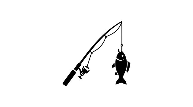 Fishing rod with caught fish icon
