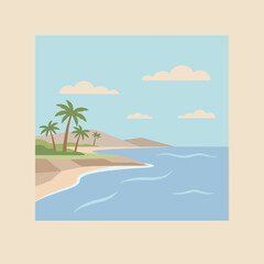 Fototapeta premium A peaceful tropical beach with palm trees