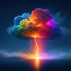 Fototapeta premium A cloud with colorful lightning