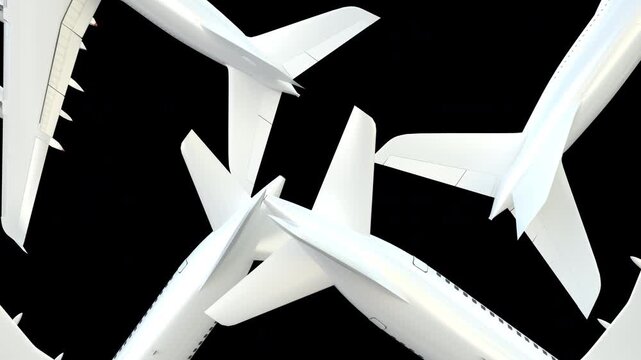 Animated Airplane Overlay Aviation Simple Transition Four Side Diagonal.