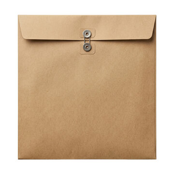 Brown kraft paper envelope with string and button closure