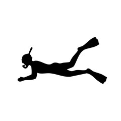 Fototapeta premium Vector silhouette illustration of a person diving.