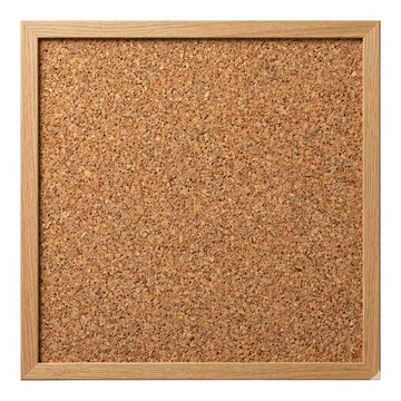 Blank square cork board with light wooden frame