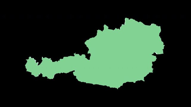 Austria green 3D map spin perfect 10 second loop black background