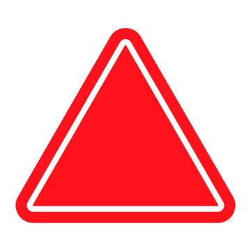Blank warning triangle icon, caution outline, red alert sign, empty hazard symbol, vector illustration
