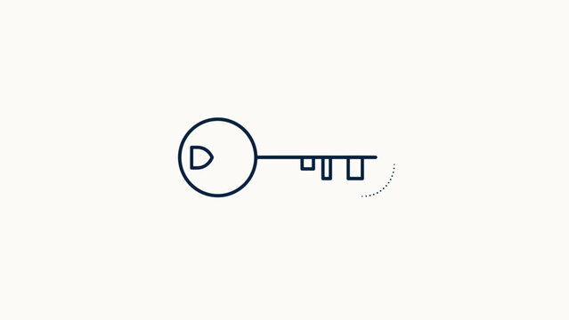 Minimalist key logo line art illustration &ndash; Suitable for security platforms, real estate branding, or access management.