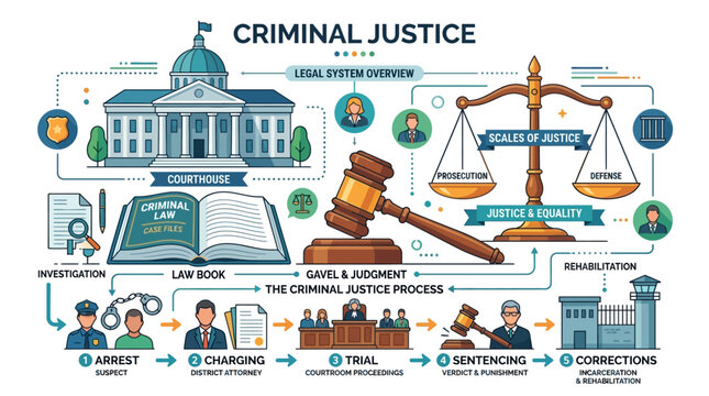 Criminal justice system legal process flowchart.