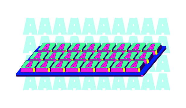 Keyboard smash gaming reaction illustration. Panic typing. Gamer frustration. Rage moment. Screaming internally. Internet culture. Cartoon 2D vector graphic isolated. Streaming platform overlay